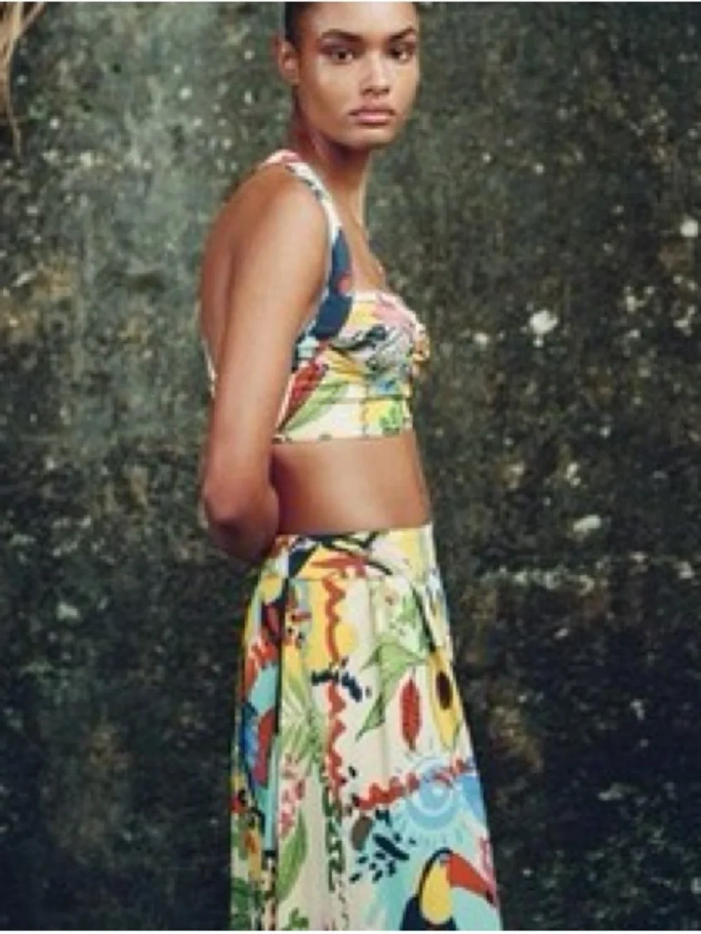 Zara Tropical Floral Print Crop Top & Maxi Skirt Set - Picture 3 of 15